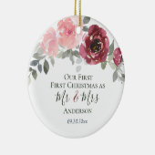 Unsere ersten Weihnachten als Mr. & Mrs. Elegant F Keramik Ornament (Rechts)