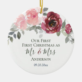 Unsere ersten Weihnachten als Mr. & Mrs. Elegant F Keramik Ornament