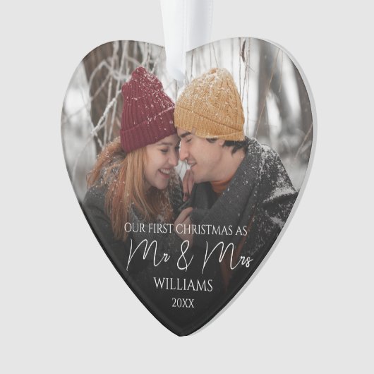 Unsere ersten Weihnachten als Mr. & Mrs. Elegant F Ornament (Vorderseite)