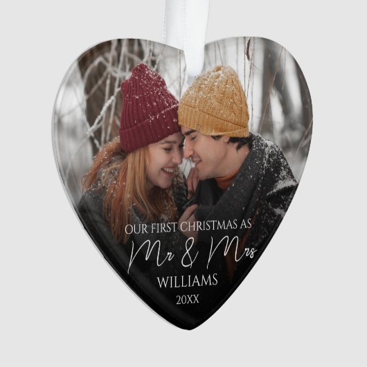 Unsere ersten Weihnachten als Mr. & Mrs. Elegant F Ornament (Vorderseite)