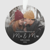 Unsere ersten Weihnachten als Mr. & Mrs. Elegant F Ornament (Vorderseite)
