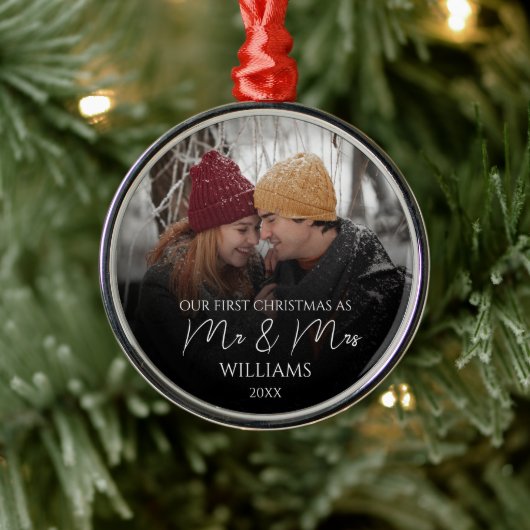 Unsere ersten Weihnachten als Mr. & Mrs. Elegant F Ornament Aus Metall (Baum)