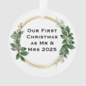Unsere ersten Weihnachten als Mr. & Mrs. Elegant O Ornament (Vorderseite)