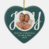 Unsere ersten Weihnachten als Mr. & Mrs. Foto herz Keramik Ornament (Hinten)