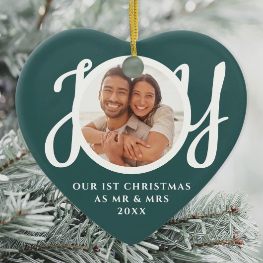 Unsere ersten Weihnachten als Mr. & Mrs. Foto herz Keramik Ornament