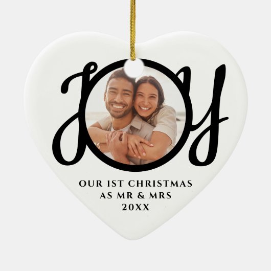 Unsere ersten Weihnachten als Mr. & Mrs. Foto Keramik Ornament (Hinten)