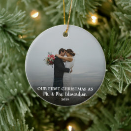 Unsere ersten Weihnachten als Mr. & Mrs. Foto Keramik Ornament