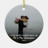 Unsere ersten Weihnachten als Mr. & Mrs. Foto Keramik Ornament (Vorne)