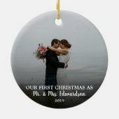 Unsere ersten Weihnachten als Mr. & Mrs. Foto Keramik Ornament (Hinten)