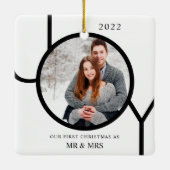 Unsere ersten Weihnachten als Mr. & Mrs. Foto Keramikornament (Rückseite)