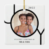Unsere ersten Weihnachten als Mr. & Mrs. Foto Keramikornament (Rückseite)