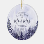 Unsere ersten Weihnachten als Mr. & Mrs. Foto Pine Keramik Ornament (Links)