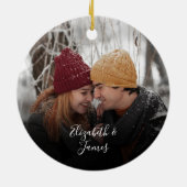 Unsere ersten Weihnachten als Mr. & Mrs. Foto Pine Keramik Ornament (Hinten)