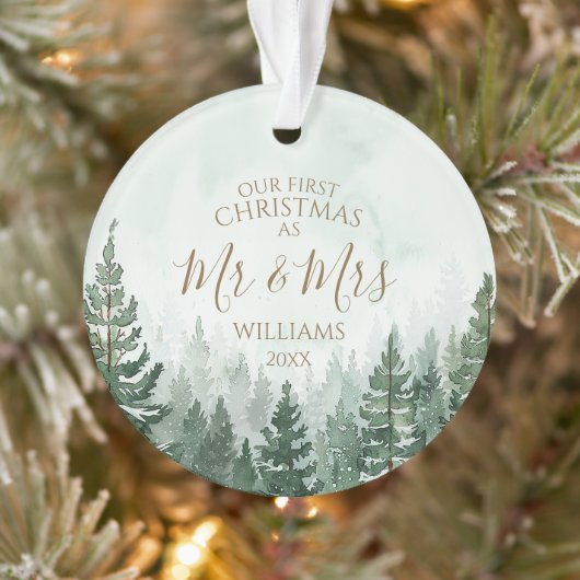 Unsere ersten Weihnachten als Mr. & Mrs. Foto Pine Ornament (Baum)
