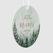 Unsere ersten Weihnachten als Mr. & Mrs. Foto Pine Ornament (Vorderseite)