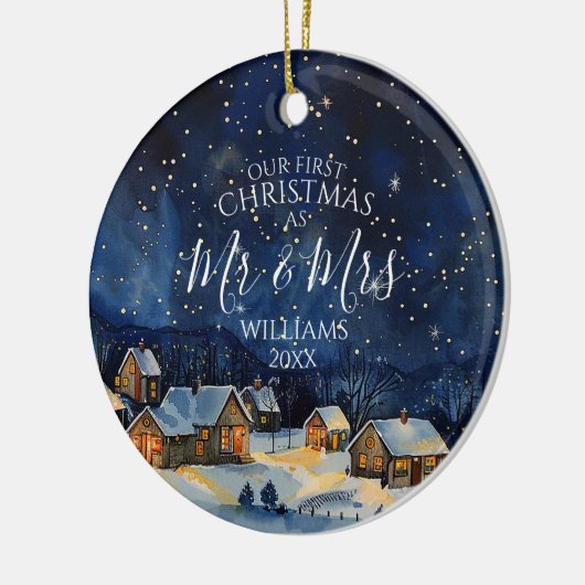 Unsere ersten Weihnachten als Mr. & Mrs. Foto Rust Keramik Ornament (Links)