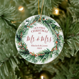 Unsere ersten Weihnachten als Mr. & Mrs. Foto Wrea Keramik Ornament