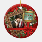 Unsere ersten Weihnachten als Mr. & Mrs. Gold Fram Keramik Ornament (Hinten)
