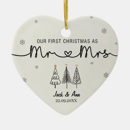 Unsere ersten Weihnachten als Mr. & Mrs. Keramik Ornament (Vorne)