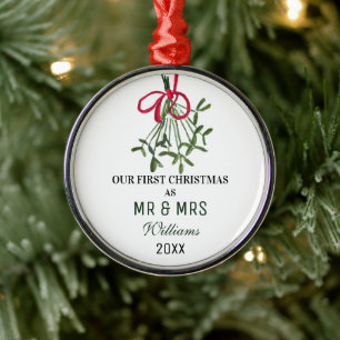 Unsere ersten Weihnachten als MR & MRS Mistletoe R Ornament Aus Metall