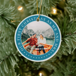 Unsere ersten Weihnachten als Mr. & Mrs. Modern Fo Keramik Ornament