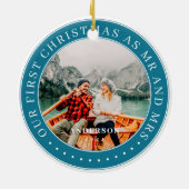 Unsere ersten Weihnachten als Mr. & Mrs. Modern Fo Keramik Ornament (Hinten)