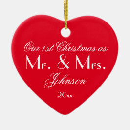 Unsere ersten Weihnachten als Mr & Mrs Modern Red Keramik Ornament