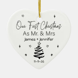 Unsere ersten Weihnachten als Mr. & Mrs. Names & F Keramik Ornament