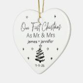 Unsere ersten Weihnachten als Mr. & Mrs. Names & F Keramik Ornament (Links)
