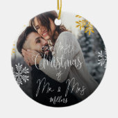 Unsere ersten Weihnachten als Mr. & Mrs. Newlywed Keramik Ornament (Vorne)