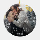 Unsere ersten Weihnachten als Mr. & Mrs. Newlywed Keramik Ornament (Hinten)
