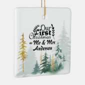 Unsere ersten Weihnachten als Mr. & Mrs. Pine Tree Keramikornament (Rechts)