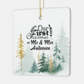 Unsere ersten Weihnachten als Mr. & Mrs. Pine Tree Keramikornament (Links)