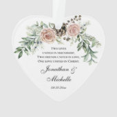 Unsere ersten Weihnachten als Mr. & Mrs. Pink Rose Ornament (Rückseite)