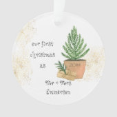 Unsere ersten Weihnachten als Mr. & Mrs. Potted Fi Ornament (Vorderseite)