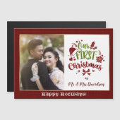 Unsere ersten Weihnachten als Mr. & Mrs. Red Glitz Magnetkarte (Vorne/Hinten)