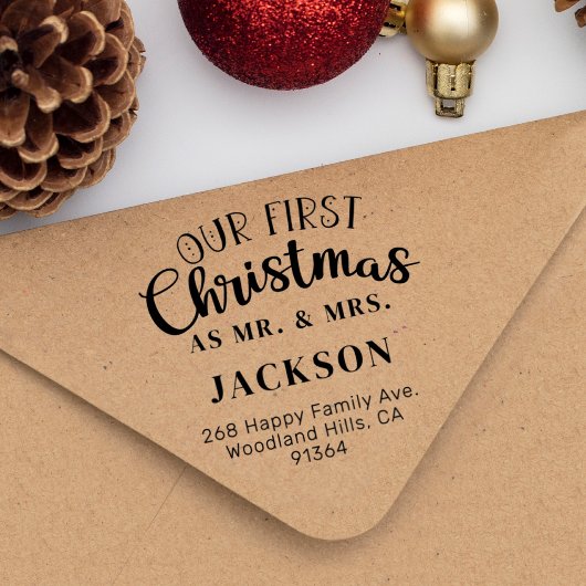 Unsere ersten Weihnachten als MR & MRS Rücksendead Gummistempel