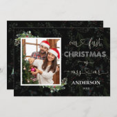 Unsere ersten Weihnachten als Mr. & Mrs. Script Fo Einladung (Vorne/Hinten)