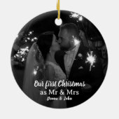 Unsere ersten Weihnachten als Mr. & Mrs. Script Fo Keramik Ornament (Hinten)
