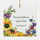 Unsere ersten Weihnachten als Mr. & Mrs. Sunflower Keramikornament (Rückseite)