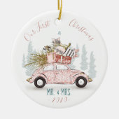Unsere ersten Weihnachten als Mr. & Mrs. Watercolo Keramik Ornament (Vorne)