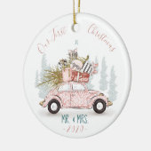 Unsere ersten Weihnachten als Mr. & Mrs. Watercolo Keramik Ornament (Links)