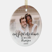 Unsere ersten Weihnachten als Mr. & Mrs. Wedding F Keramik Ornament (Rechts)
