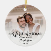 Unsere ersten Weihnachten als Mr. & Mrs. Wedding F Keramik Ornament (Vorne)