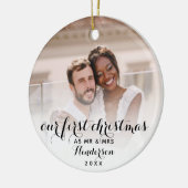 Unsere ersten Weihnachten als Mr. & Mrs. Wedding F Keramik Ornament (Links)