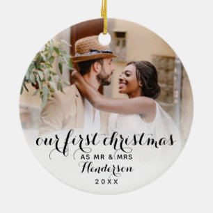 Unsere ersten Weihnachten als Mr. & Mrs. Wedding F Keramik Ornament
