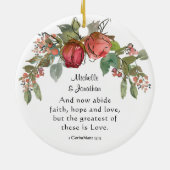 Unsere ersten Weihnachten als Mr. Red Pink Roses Keramik Ornament (Hinten)