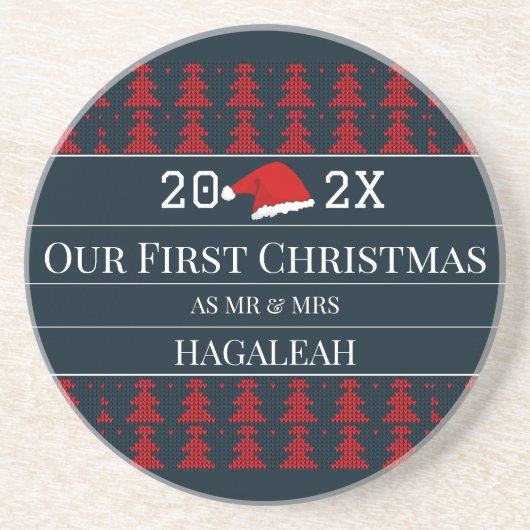 Unsere ersten Weihnachten als Mr. und Mrs. Couple Getränkeuntersetzer (Vorne)