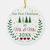 Unsere ersten Weihnachten als Mr. und Mrs. Custom  Keramik Ornament (Vorne)