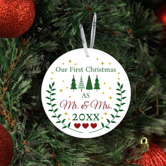 Unsere ersten Weihnachten als Mr. und Mrs. Custom Keramik Ornament